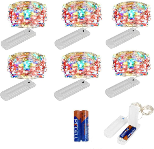 ZNYCYE 50 LED Fairy Lights with Timer, 6 Pack 8.2 Ft 8 Modes Battery Operated String Lights, Multi-Color for DIY Wedding Bedroom Mason Jar Vases Table Party Christmas Decoration