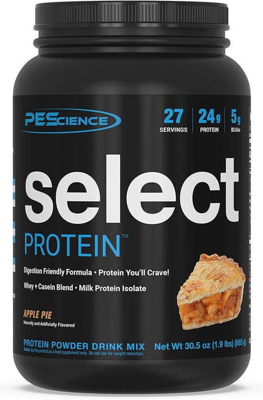 PEScience Select Protein Powder, Whey and Casein Blend, Clean Protein Powder for Women and Men, Low Calorie, Low Carb, Gluten Free - Limited Edition Apple Pie - 27 Servings
