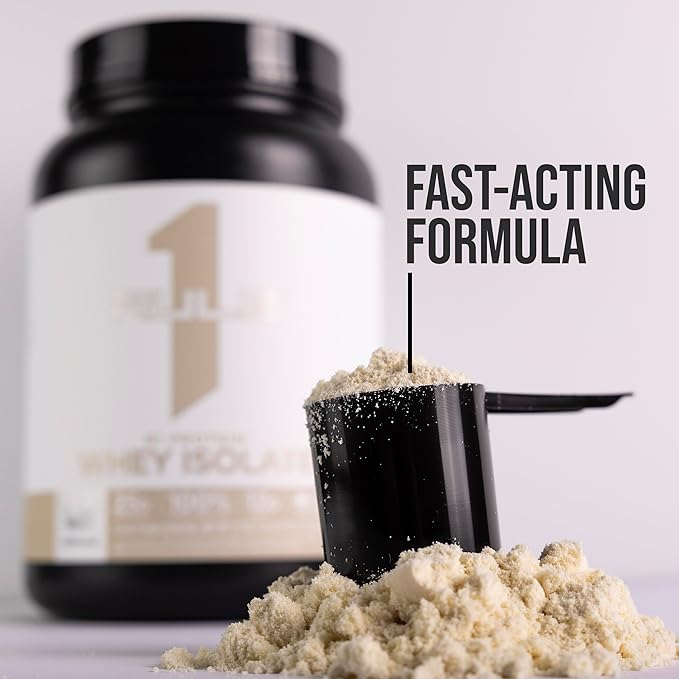Rule 1 Naturally Flavored R1 Protein Whey Isolate - Clean Formula with 25g Protein & 6g BCAA Exclusively Isolated & Hydrolyzed Sources for Workout Recovery (1.7 Pounds*, Pure Vanilla)