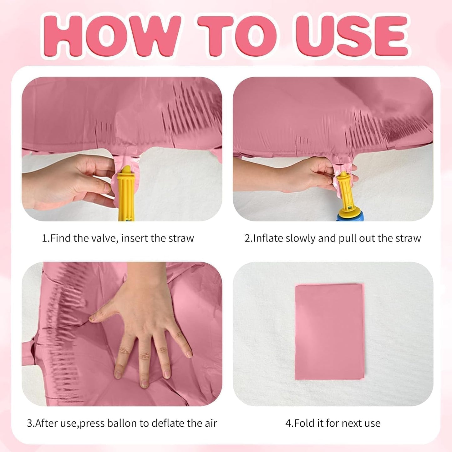 12 Pcs Heart Balloons, 18 inch Pink Heart Shaped Balloons, Big Helium Balloon,Love Foil Balloon for Wedding Baby Shower Anniversary Backdrop Valentine Party Decoration