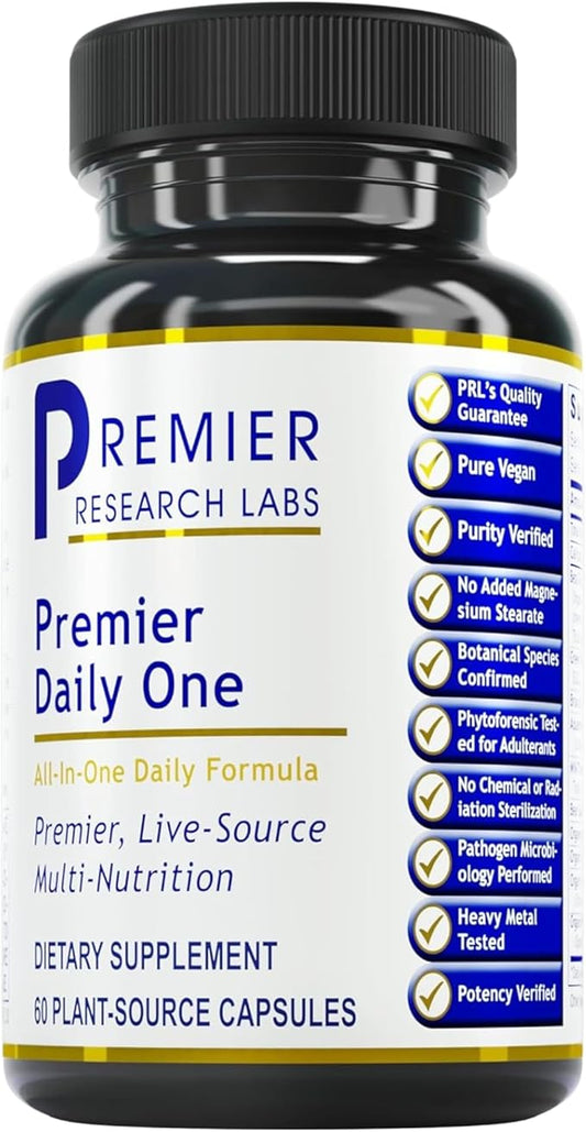 Premier Research Labs Premier Daily One - Super Greens, Vegetable Supplements for Adults with Cruciferous Veggies, Milk Thistle for Liver Support, Phytonutrients, Beta Glucan - 60 Vegetarian Capsules