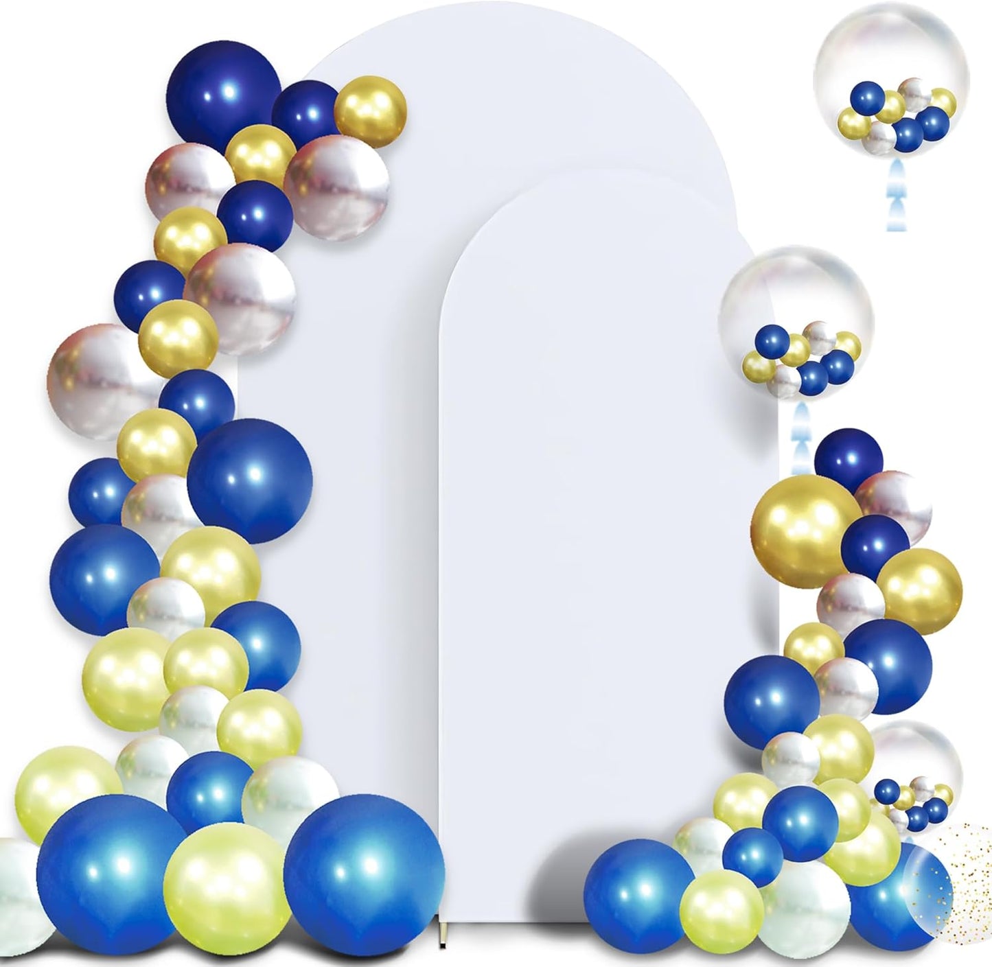 Set of 2 Arch Backdrop Cover White High Elastic Wrinkle-Resistant Arch Cover Spandex Fabric Thick Opaque Round Top Chiara Backdrop for Weddings Birthday Baby Shower Garden 6.6FT, 8FT