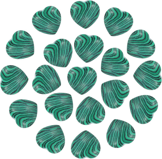 PATIKIL 20 Pcs Natural Heart Shaped Crystal Stone, 0.6 Inch Mini Polished Love Gemstone Crystal, Pocket Rock Engraved Worry Stones for Women Gifts Meditation, Peacock Green