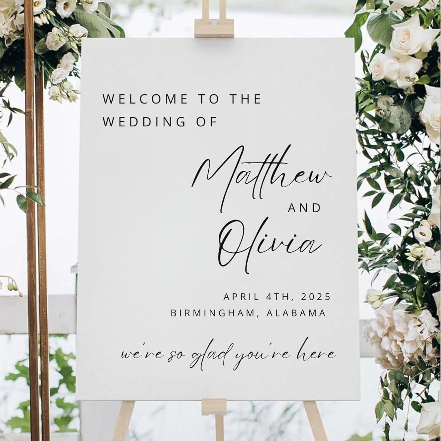 Welcome Wedding Sign Personalized, Personalized Wedding Welcome Sign Modern, We're So Glad You're Here