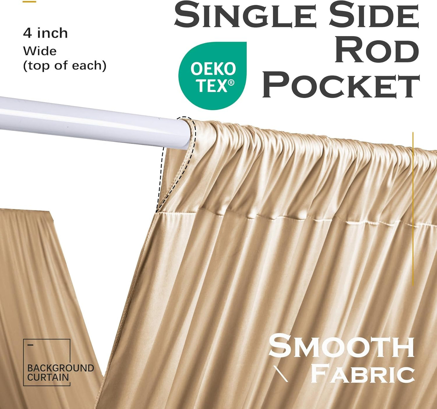 PartyVillage 10ftx40ft Beige Ceiling Curtain for Wedding Parties – 2 Panels Wrinkle-Free 40 FT Long Tent Draping Curtains for Wedding, Birthday & Theme Parties, 40ft Height with Rod Pocket