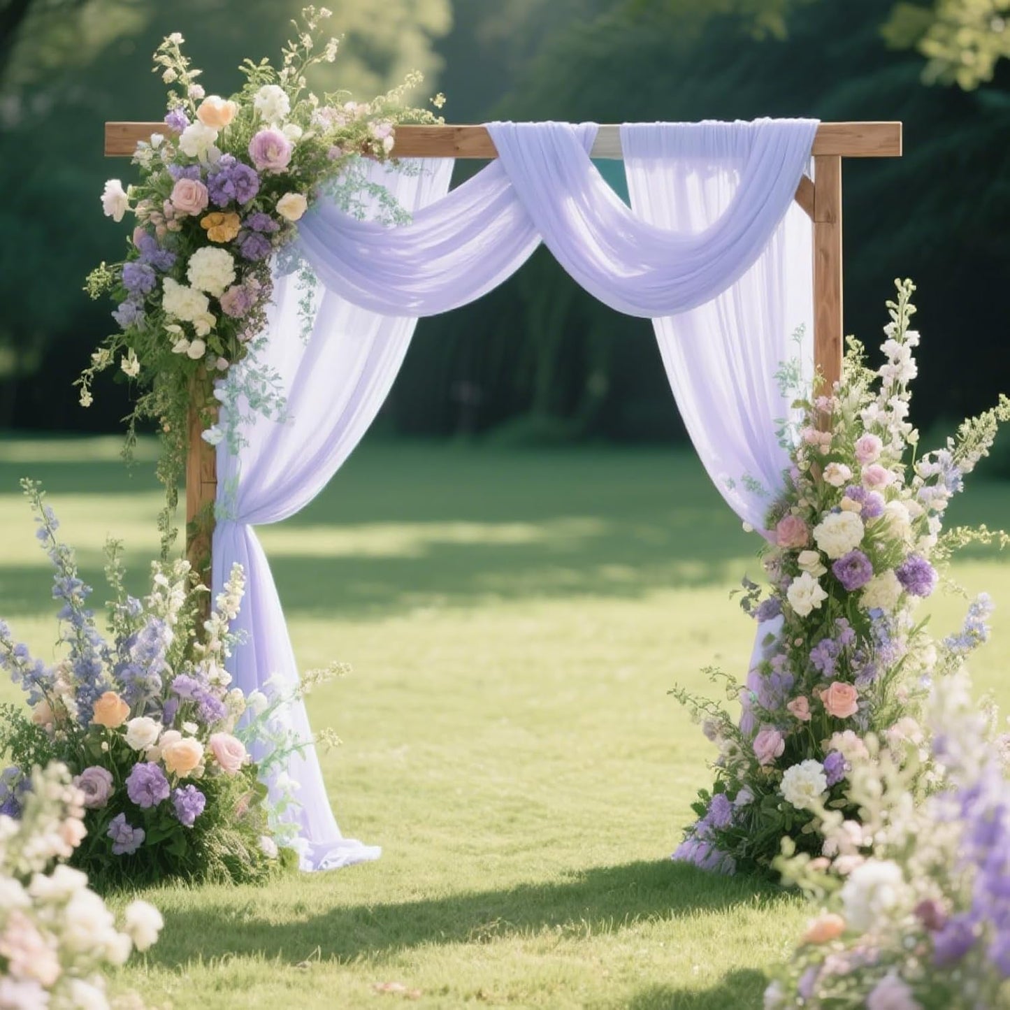 VOK Lavender Wedding Arch Draping Fabric Chiffon Fabric, 29in x 18Ft Sheer Chiffon Outdoor Curtain for Wedding Ceremony Birthday Party Decoration (Lavender,1 Panel)