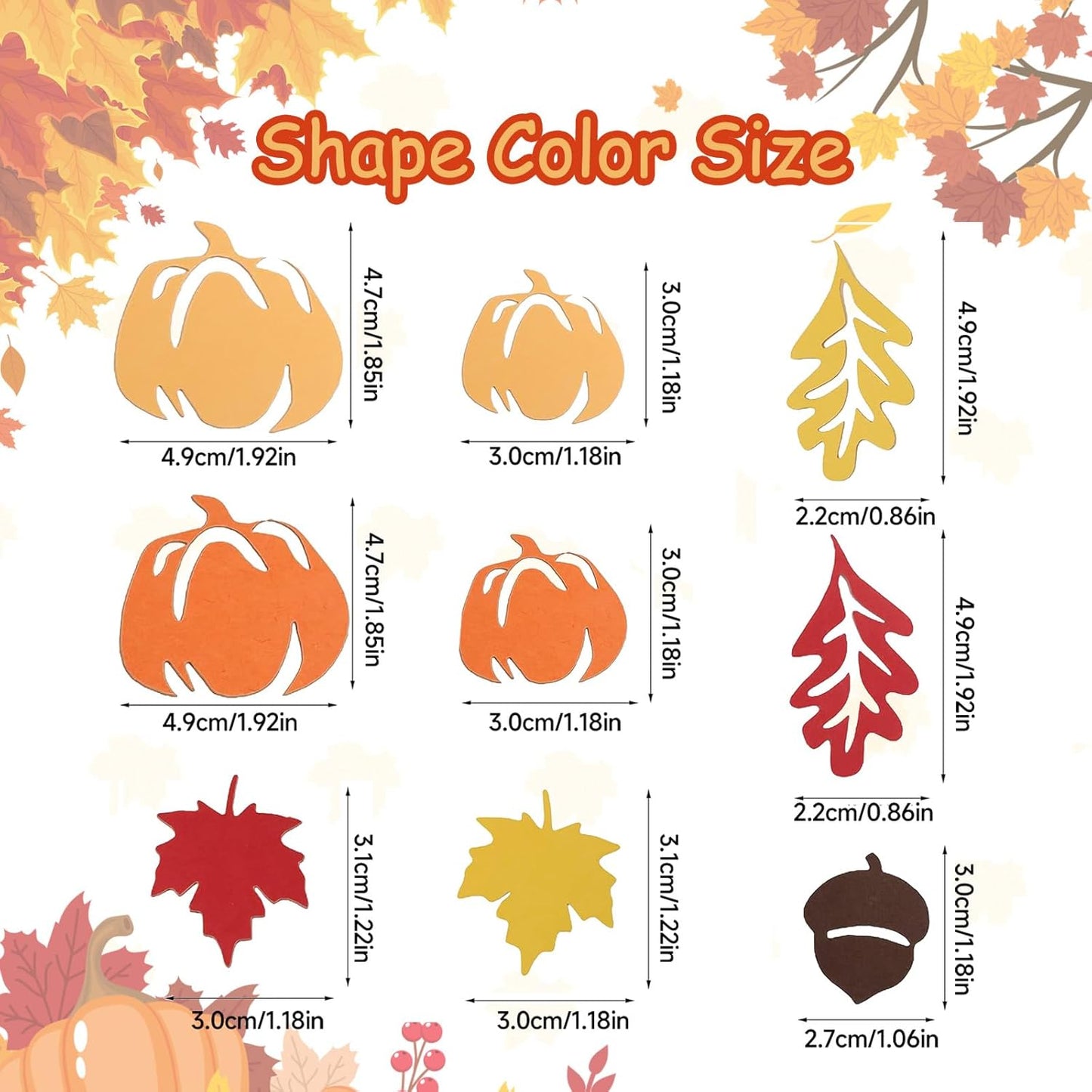 VHUWE Thanksgiving Confetti 200 Pcs, Autumn Fall Confetti, Pumpkin, Pinecones, Thanksgiving Maple Leaves for Thanksgiving Table Decorations and Party Supplies - Paper