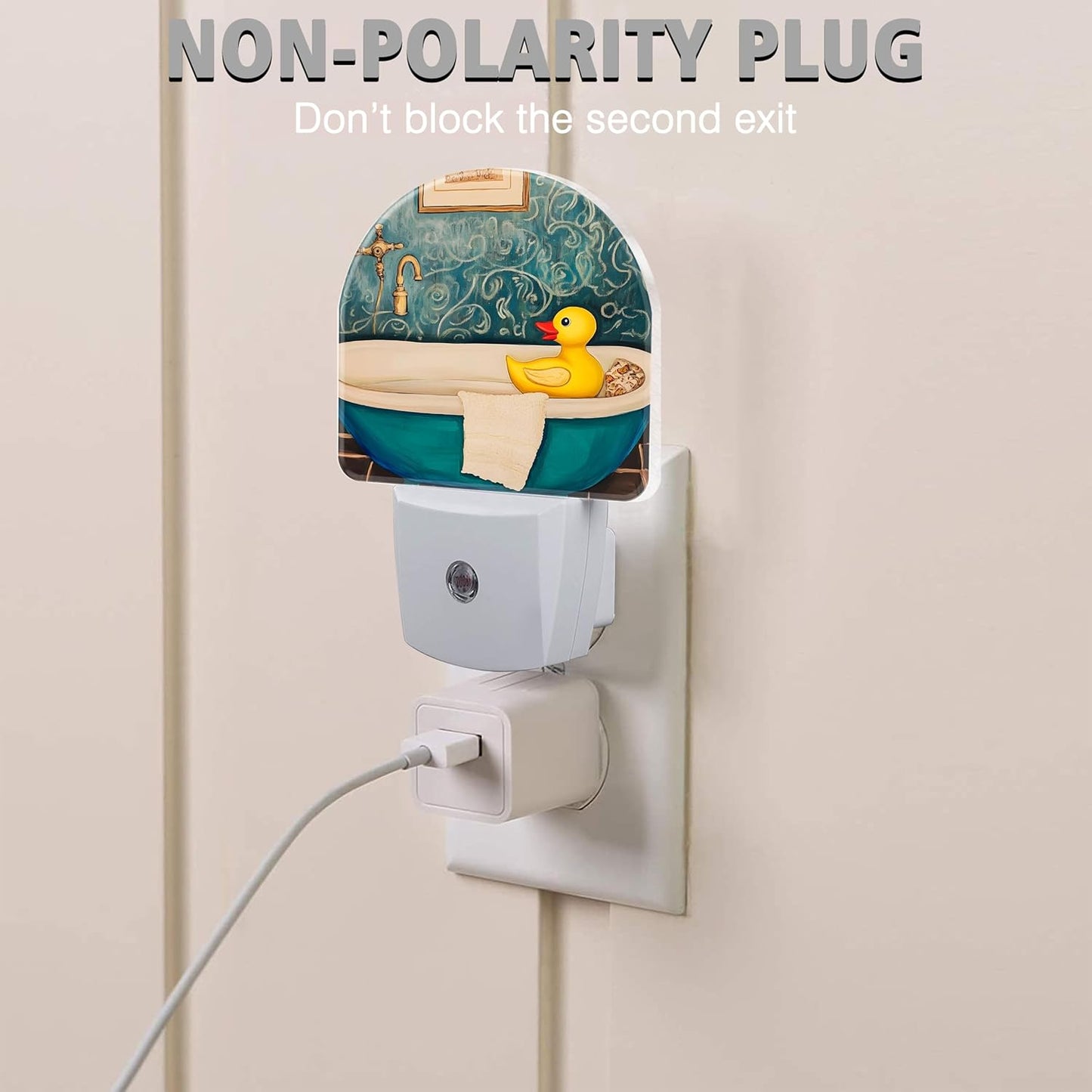 Yellow Duck Night Light Plug into Wall with Dusk to Dawn Light Sensors Rubber Duck Pattern Night Light LED Lamp for Bedroom Hallway Home Wall Decor Nightlight for Girls Boys Men Women