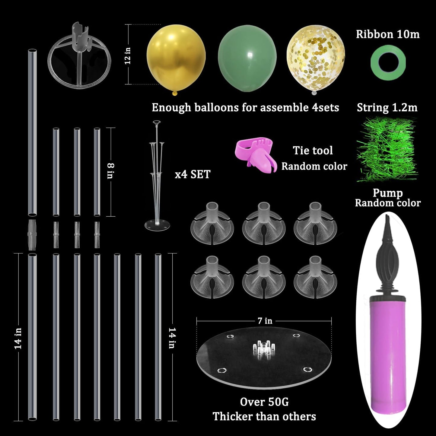 Green and Gold Balloon Stand Centerpiece Table Decorations for Birthday Woodland Baby Shower Party Decoration (Green gold set4)