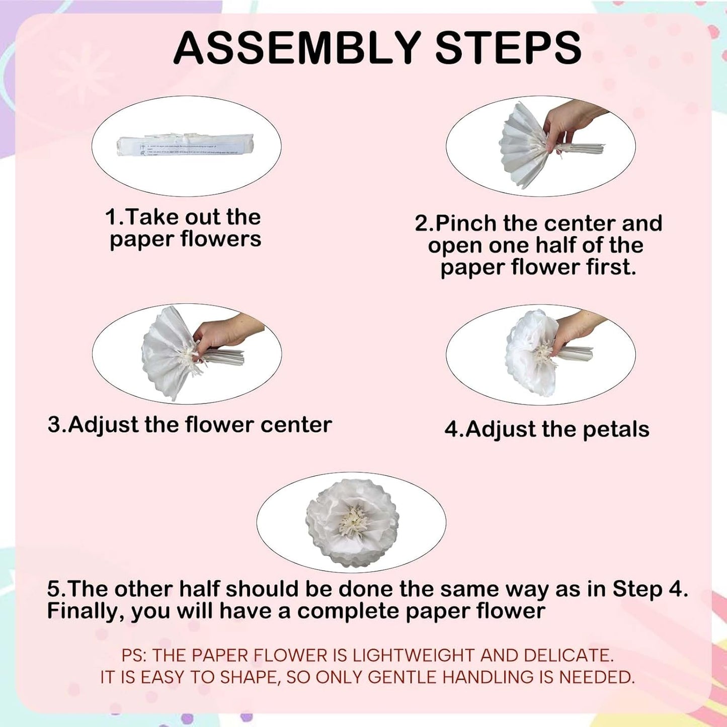 Purple Paper Flower Pom Poms Wall Decorations for Sweet Party Background, Birthday, Bachelor Party, Baby Shower, Graduations, Tea Parties