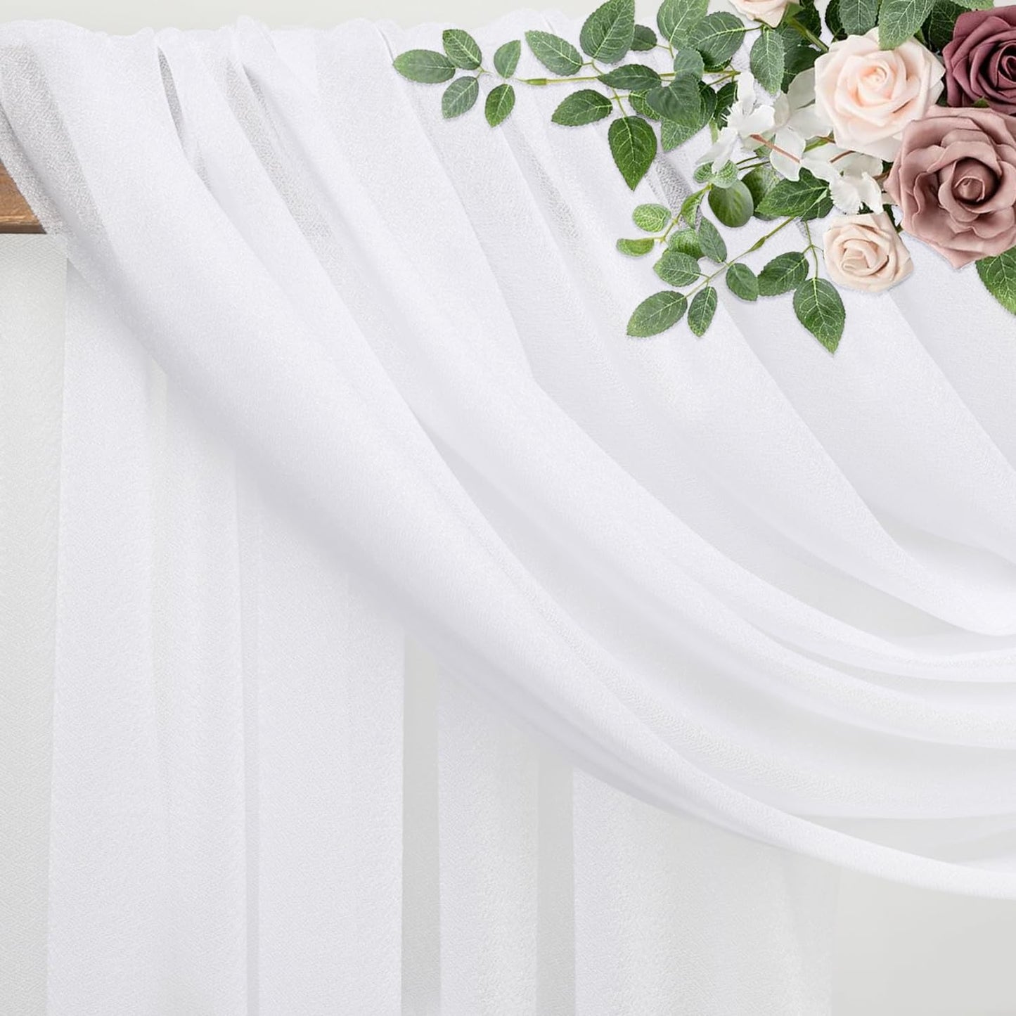 Wedding Arch Draping Fabric 6 Panels 28.7" x 20FT White Sheer Chiffon Backdrop Drapes for Wedding Ceremony Birthday Party Bridal Shower Outdoor Decoration