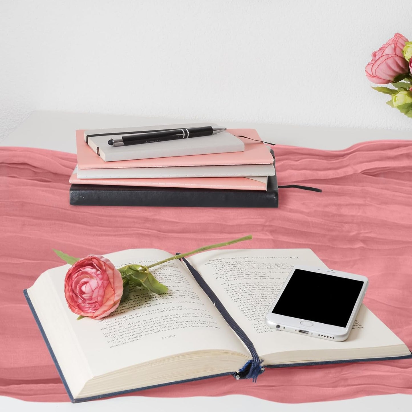 6 Pack Cheesecloth Table Runner 10Ft Christmas Gauze Boho Table Runners for Wedding Decor Bridal Shower Decorations Baby Shower Party(35" x 120")