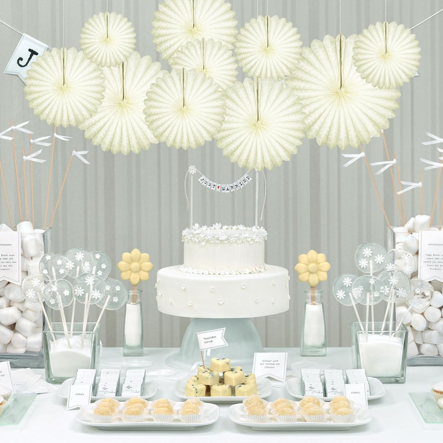 20 Pcs Cream White Hanging Paper Fan, Hanging Honeycomb Round Paper Fans for Weddings, Birthdays, Christmas, Baby Showers, Classroom, Events Ceiling Party Supplies Decorations