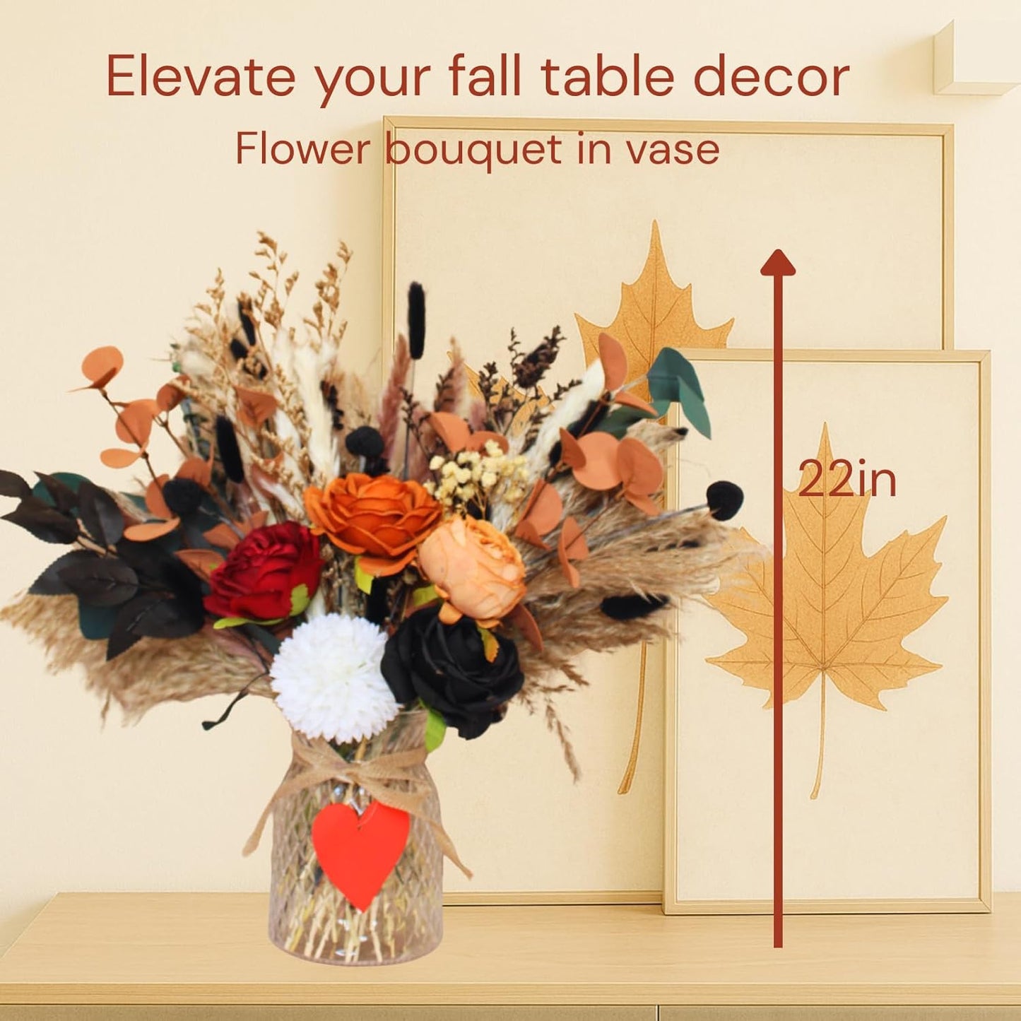 RyddeligHome Fall Flower Arrangements in Vase 100pcs, Fall Centerpieces for Tables, Coffee Dining Table Centerpiece Decor for Home, Thanksgiving Christmas Winter Decorations, Centro De Mesa De Otoño