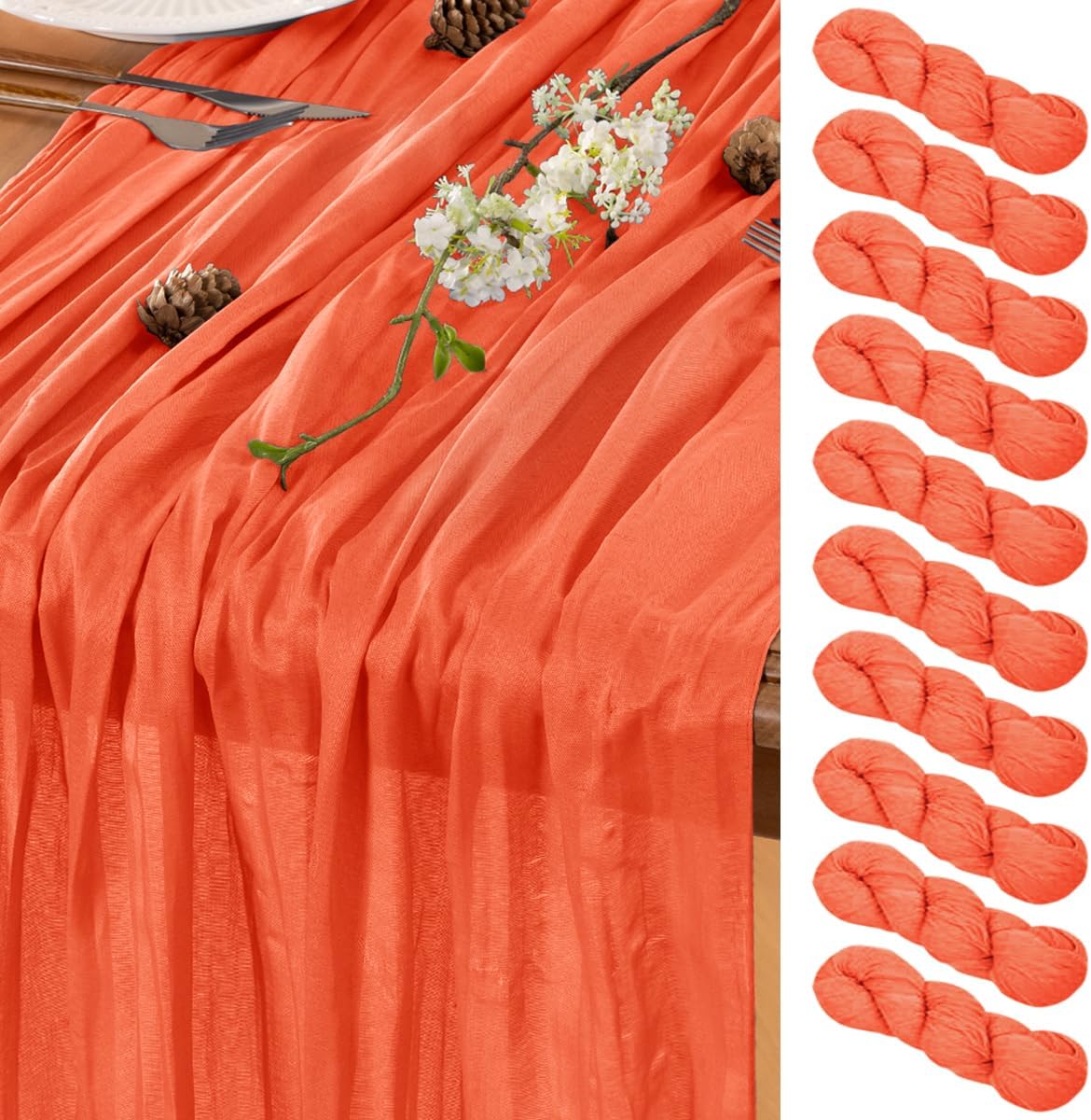 Orange Table Runner Cheesecloth Table Runners 10 Pack 10FT Baby Shower Decoration 120 InchesFall Table Decor Dining Room Centerpiece Wedding Boho Baby Shower Birthday