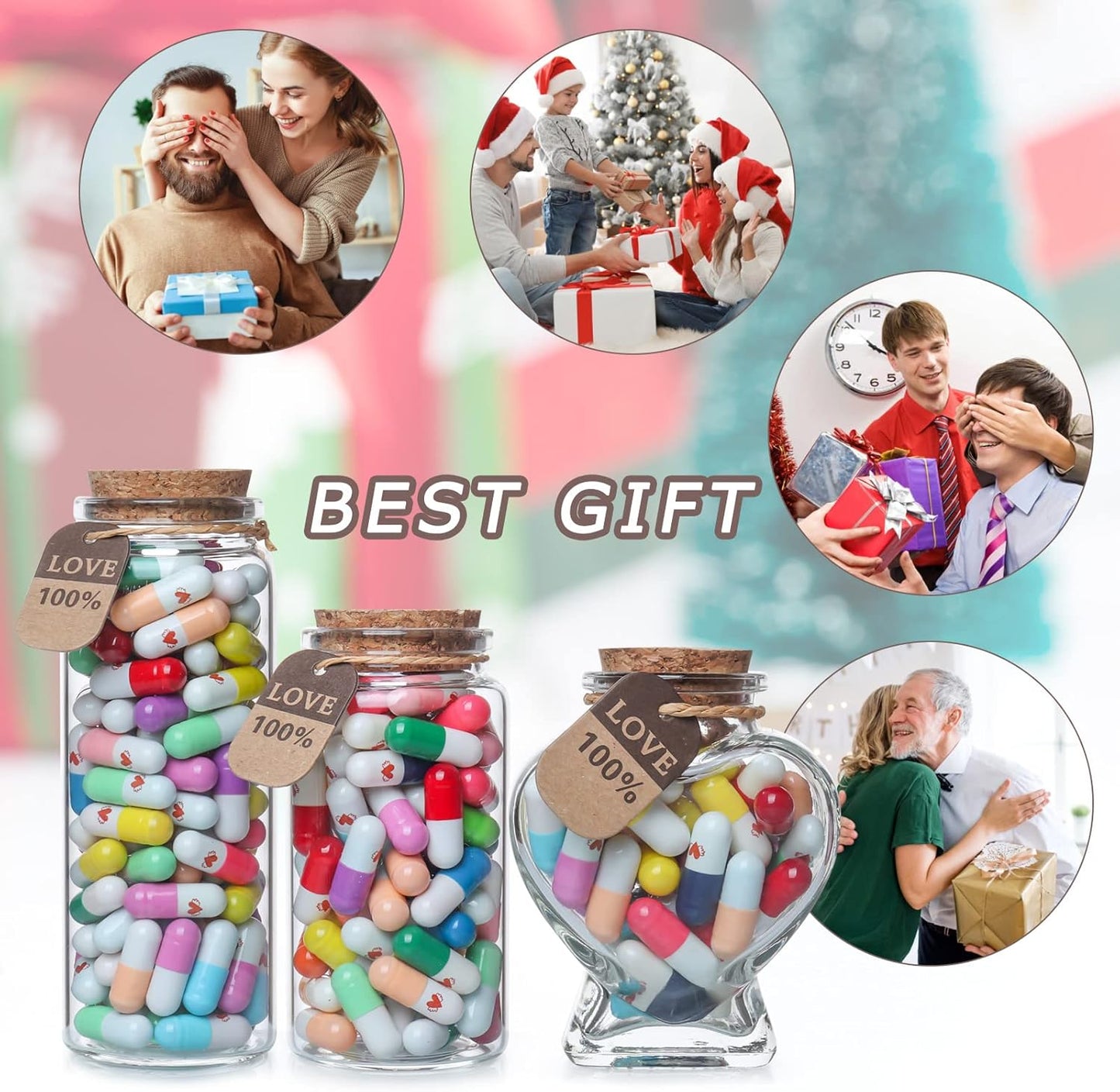 Capsule Letters Message in a Bottle - Cute Things Message Love Letter Gifts for Boyfriend Girlfriend - Message Pills for Valentine's Day, Birthday, Mother's Day Gift (Mixed Color 50PCS)