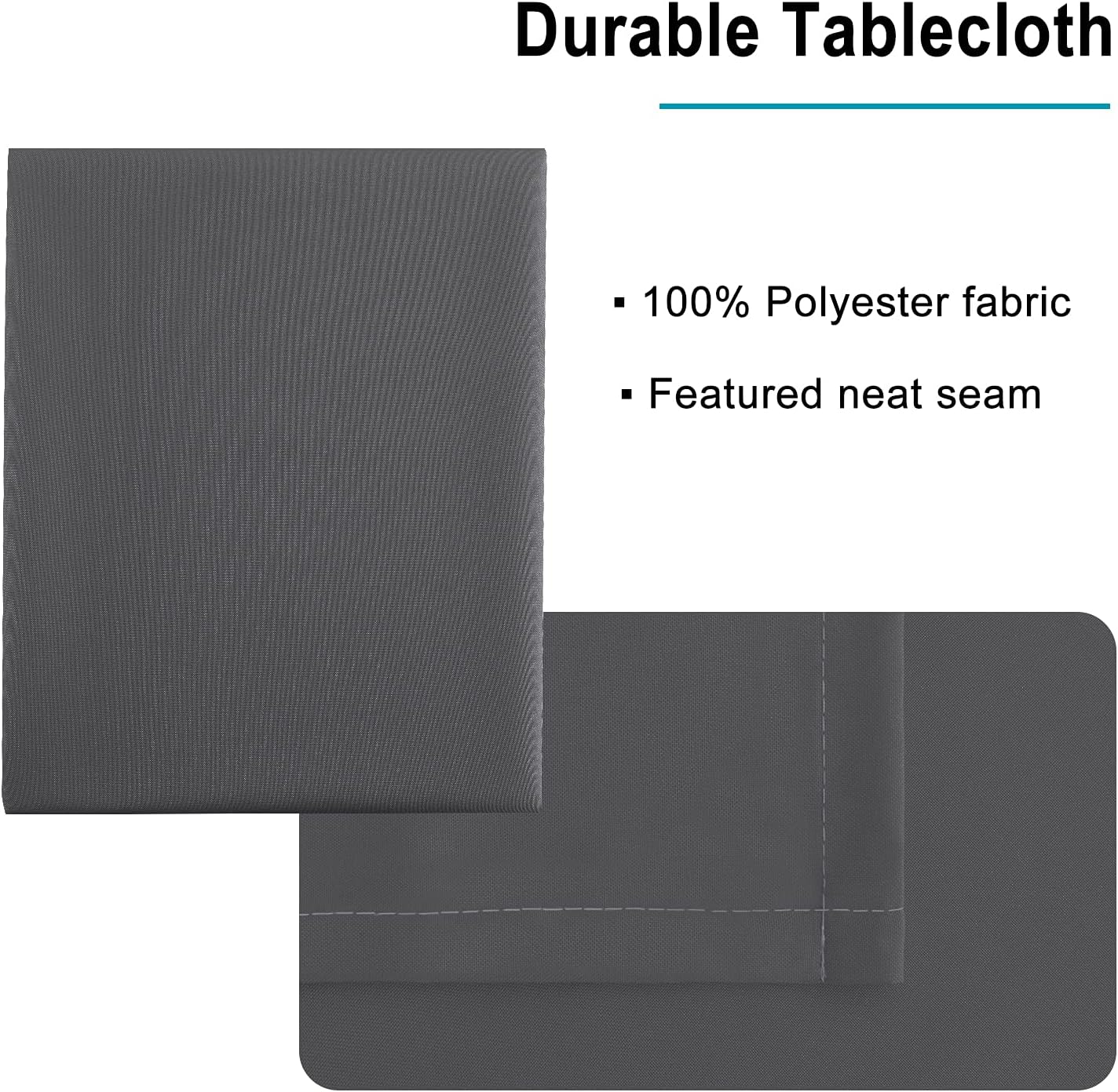 Hiasan Rectangle Tablecloth Grey - Wrinkle Resistant and Waterproof Washable Polyester Fabric Table Cloth for Dining Party and Outdoor Use, 70 x 120 Inch