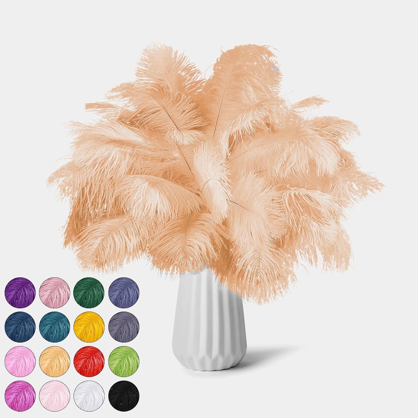 NEWONG 30pcs Champagne Ostrich Feathers Natural Bulk 9-12inch(23-30cm) Vase Craft Wedding Home Party Centerpieces Christmas Day Decoration