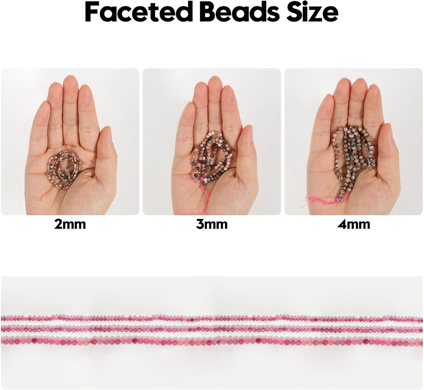 Song Xi 180pcs 2mm Natural Picture Gemstone Beads Faceted Round Loose Stone Beads for Jewelry Making