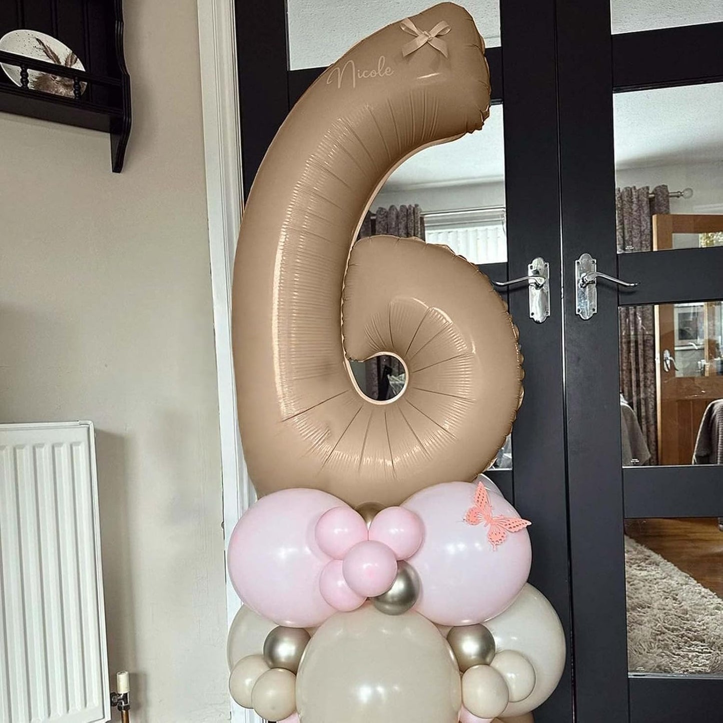 40 Inch Balloon Number 8 Nude, Large Apricot Foil Number Balloons Set 0-9, Neutral Digital 8 Helium Balloons for Girls Boys Men Women 8th 18th 80th Birthday Anniversary Graduation Party Decoration