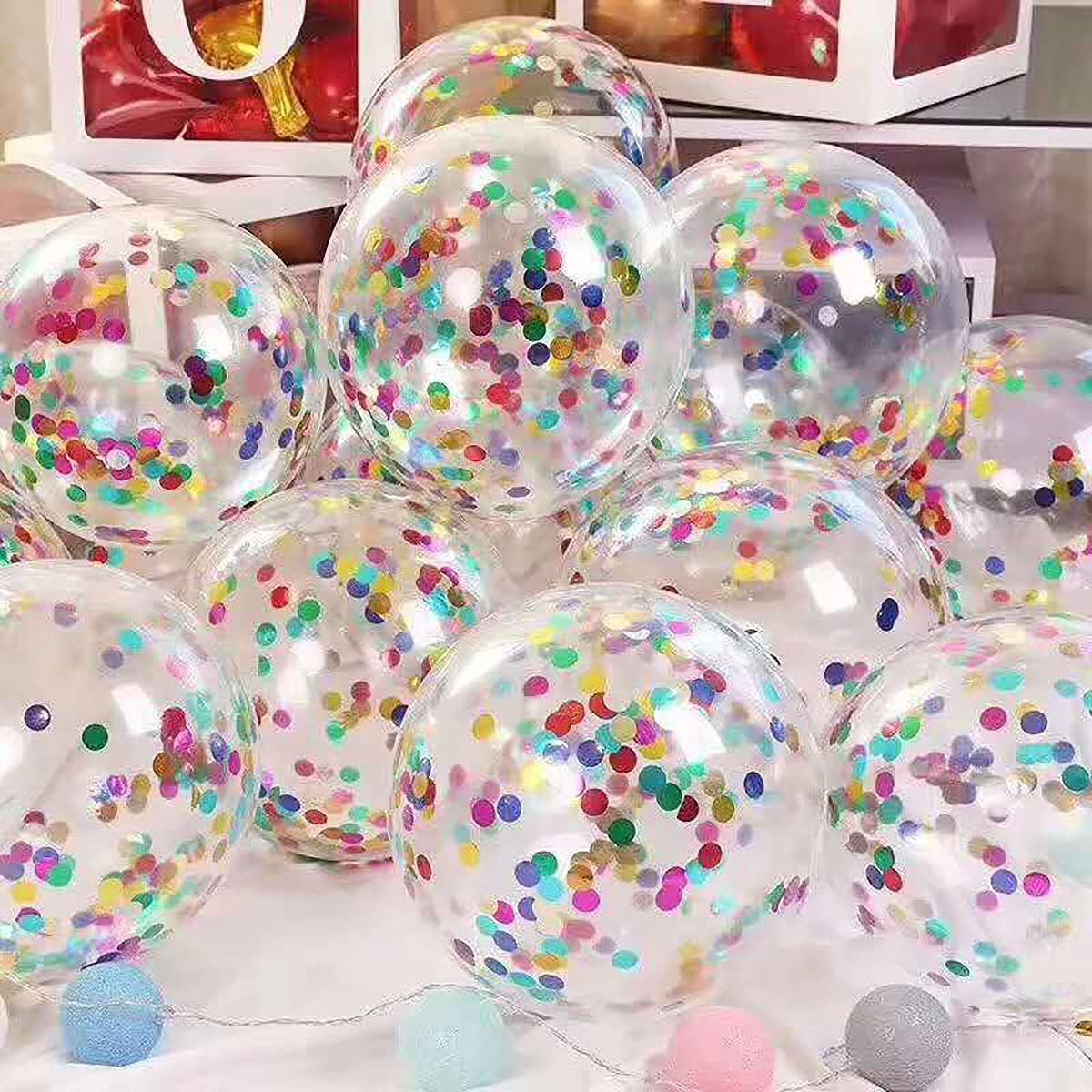 KALOR 50pcs Multicolor Foil Confetti Balloons,12 inch Latex Balloon with Rainbow Confetti Inside for Birthday Family Party Wedding Party Baby Shower Decoration Supplies