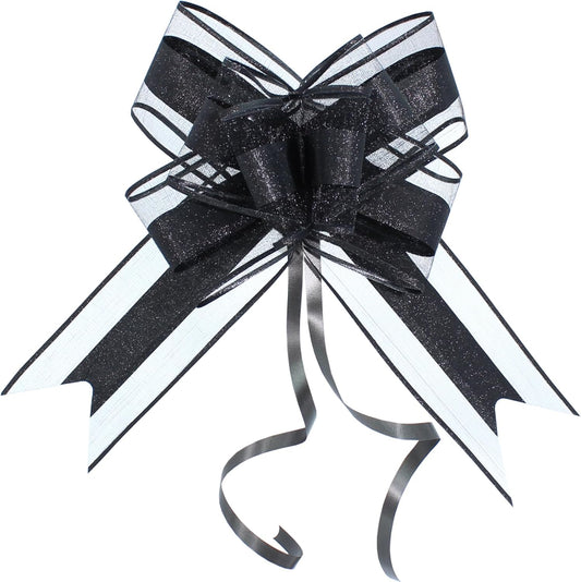 WEWILUCK Large Black Gift Bows - Perfect bows for Gift Wrapping,Big Pull Gift Wrap Bows for Man Present Decoration Birthdays Holiday Valentines Day and More(8 inches, 10PCS)