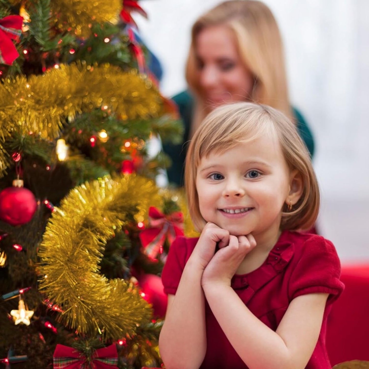 50 Feet Christmas Foil Fringe Banner Metallic Tassle Garland Metallic Backdrop Parade Floats Shiny Hanging Ceiling, Valentine's, Wedding, New Year Party Decorations(2" x 50', Champagne Gold)