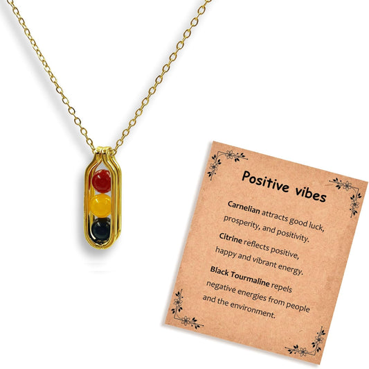 Natural Crystal Necklace Gift for New Beginnings, Crystals and Healing Stones Necklace for Anxiety Relief, Encourage Gift For Women, Mum, Natural Genuine Gemstone, Cheer Up