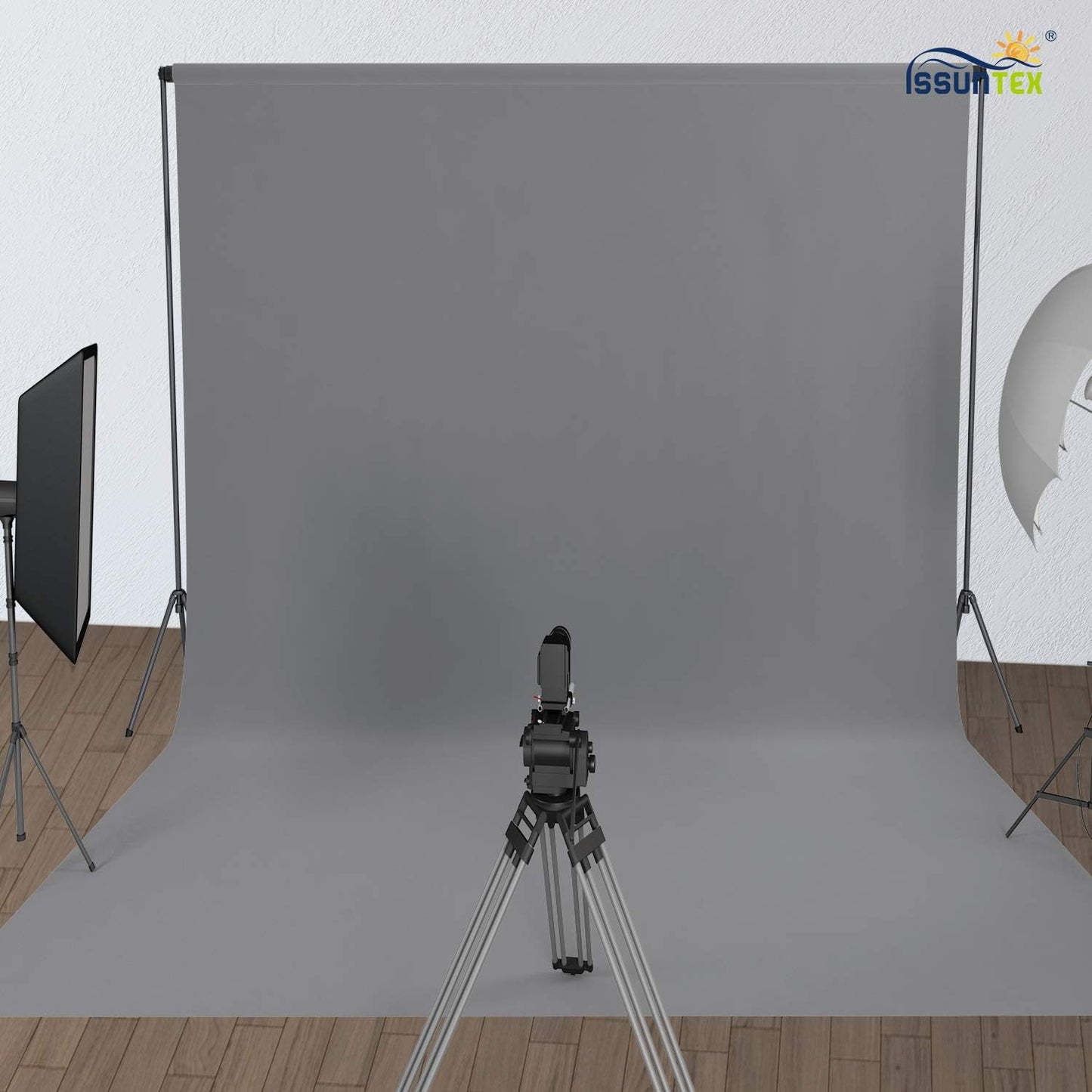 ISSUNTEX 10X24 ft Background Muslin Backdrop, Photo Studio, Collapsible High Density Screen for Video Photography and Television-Gray