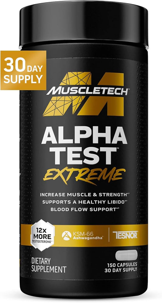 MuscleTech Testosterone Booster for Men, AlphaTest (150 Capsules) - Workout Testosterone Supplement for Men - Sports Nutrition Testosterone Booster for Endurance, Strength & Muscle Builder