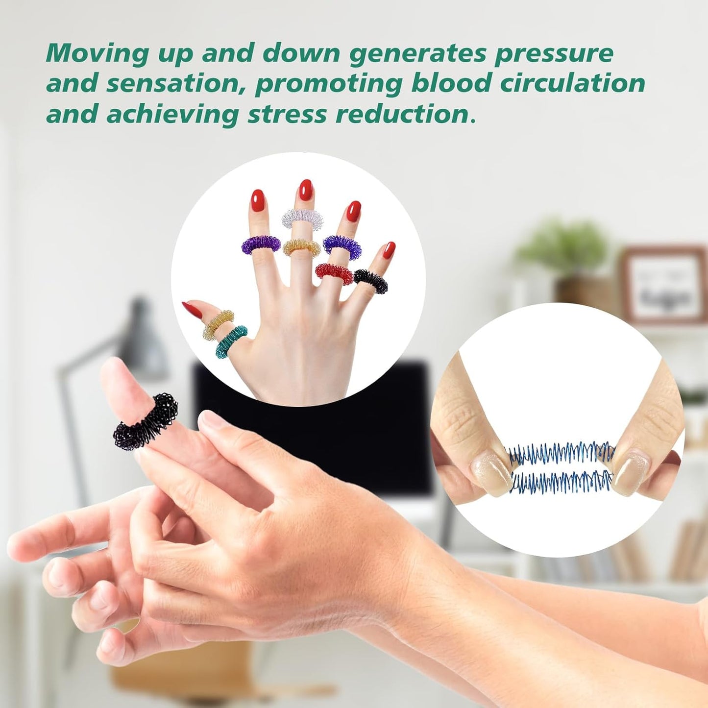 100 PCS Acupressure Rings Spiky Sensory Fidgets Rings, Finger Massage Ring for Stress Relief Toys Acupuncture Ring Set for Kids Women Men, Anxiety Relief Toys Stress Reducer Massager 8 Colors