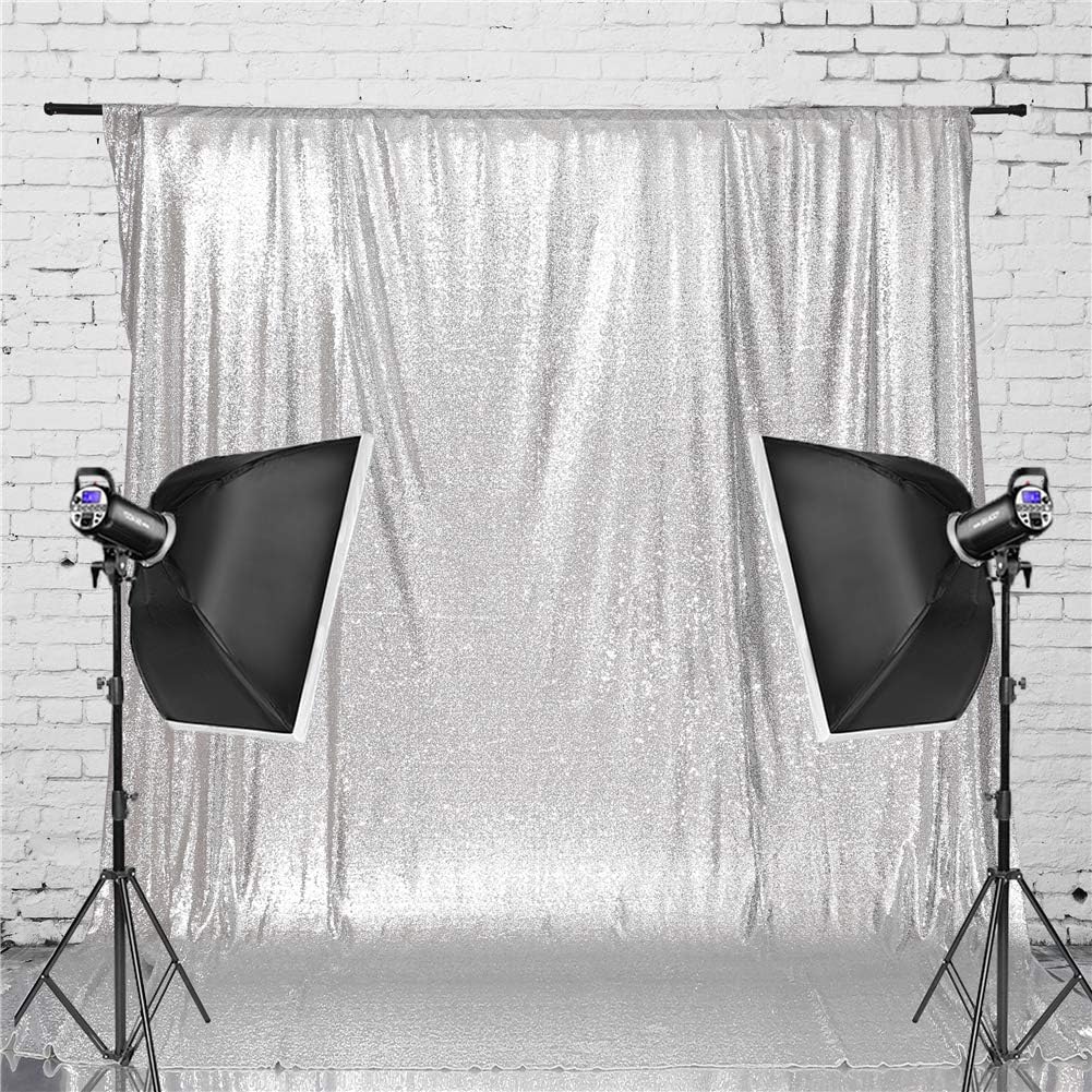 Eternal Beauty Silver Sequin Backdrop, 6x8 Ft Glitter Background Curtains for Shimmer Photography Party Wedding Birthday Back Drop Decor