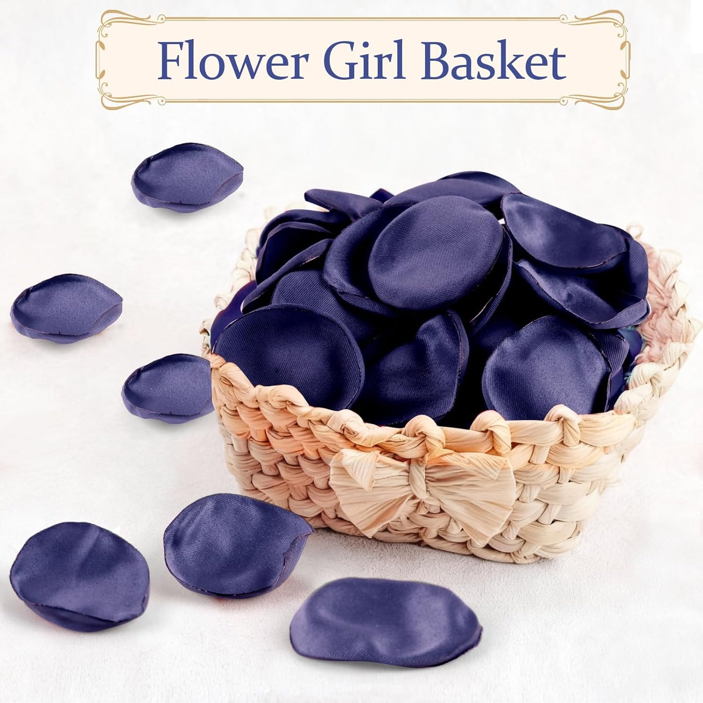 300pcs Navy Blue Silk Rose Petals - Faux for Wedding Decor, Flower Girl, Aisle Scatter, Table Centerpieces, Party, and Anniversary Celebrations