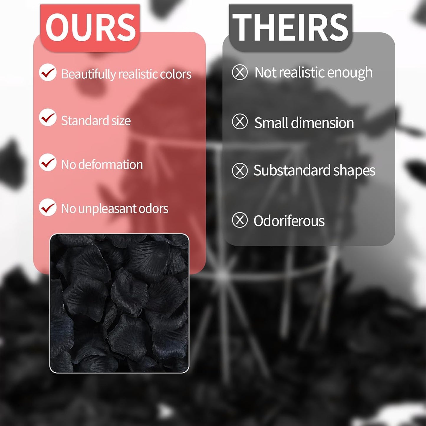 1000 Pcs Artificial Fake Rose Petals,Flower Petals for Romantic Night, Engagement, Party, Wedding, Event Flower Decorations, in Bulk(Black)