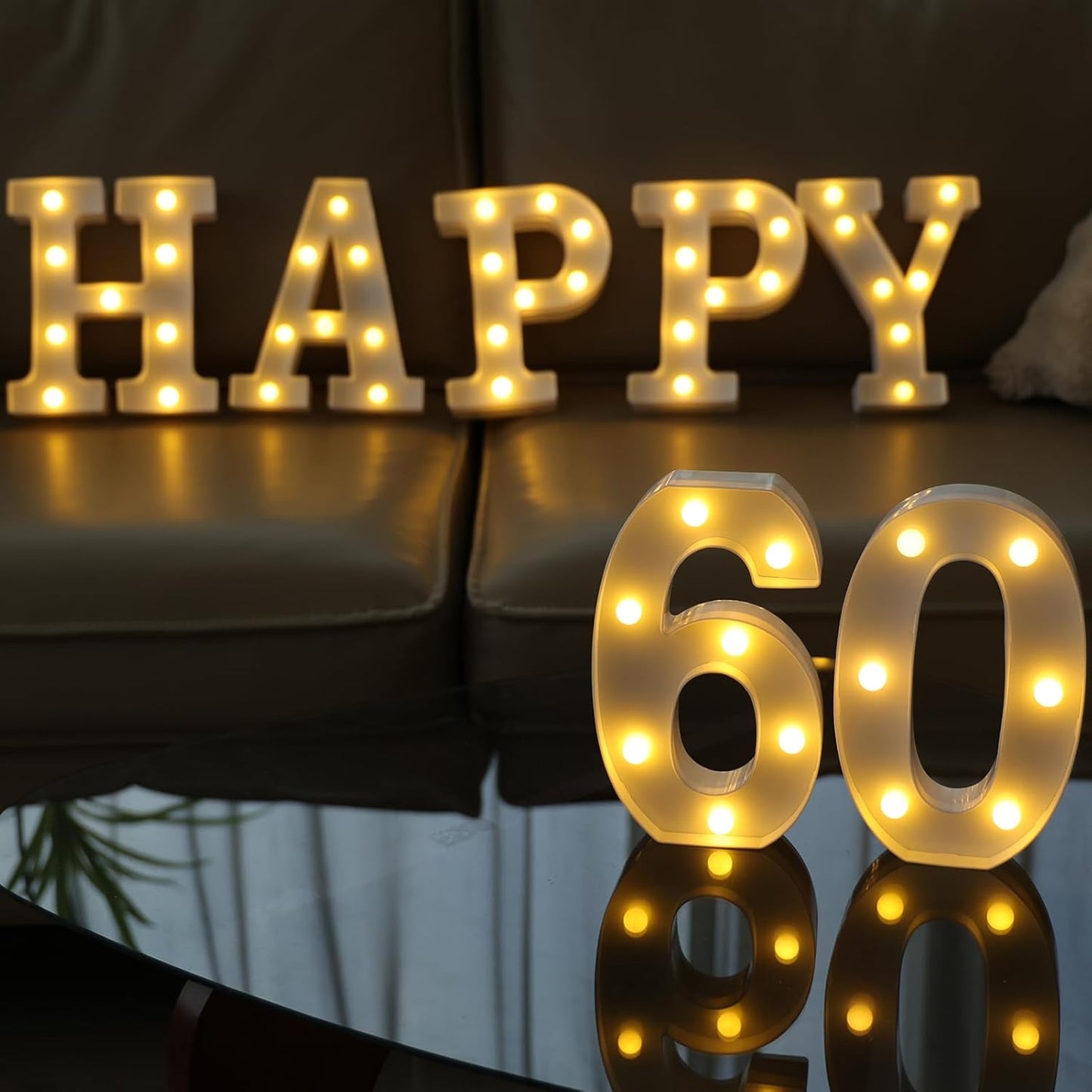 Decorative Led Light Up Numbers, 60th Birthday Decorations, Warm White Led Numbers Lights, Lighted Marquee Number Sign for Sweet 60th Party Decor