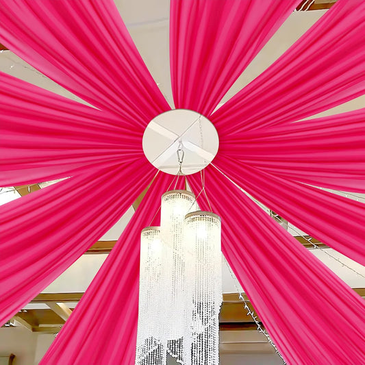 DUOBAO Elegant 20ft Hot Pink Chiffon Wedding Curtains - 6 Panels Sheer Drapes for Stage, Tent, and Photo Backdrops
