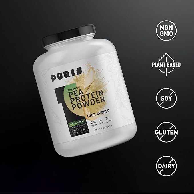 PURIS Premium Pea Protein - 5lb Tub, 100% Made in The USA, Unflavored, Vegan, Gluten Free, Dairy Free, Non GMO, Plant-Based Protein, Keto, BCAA