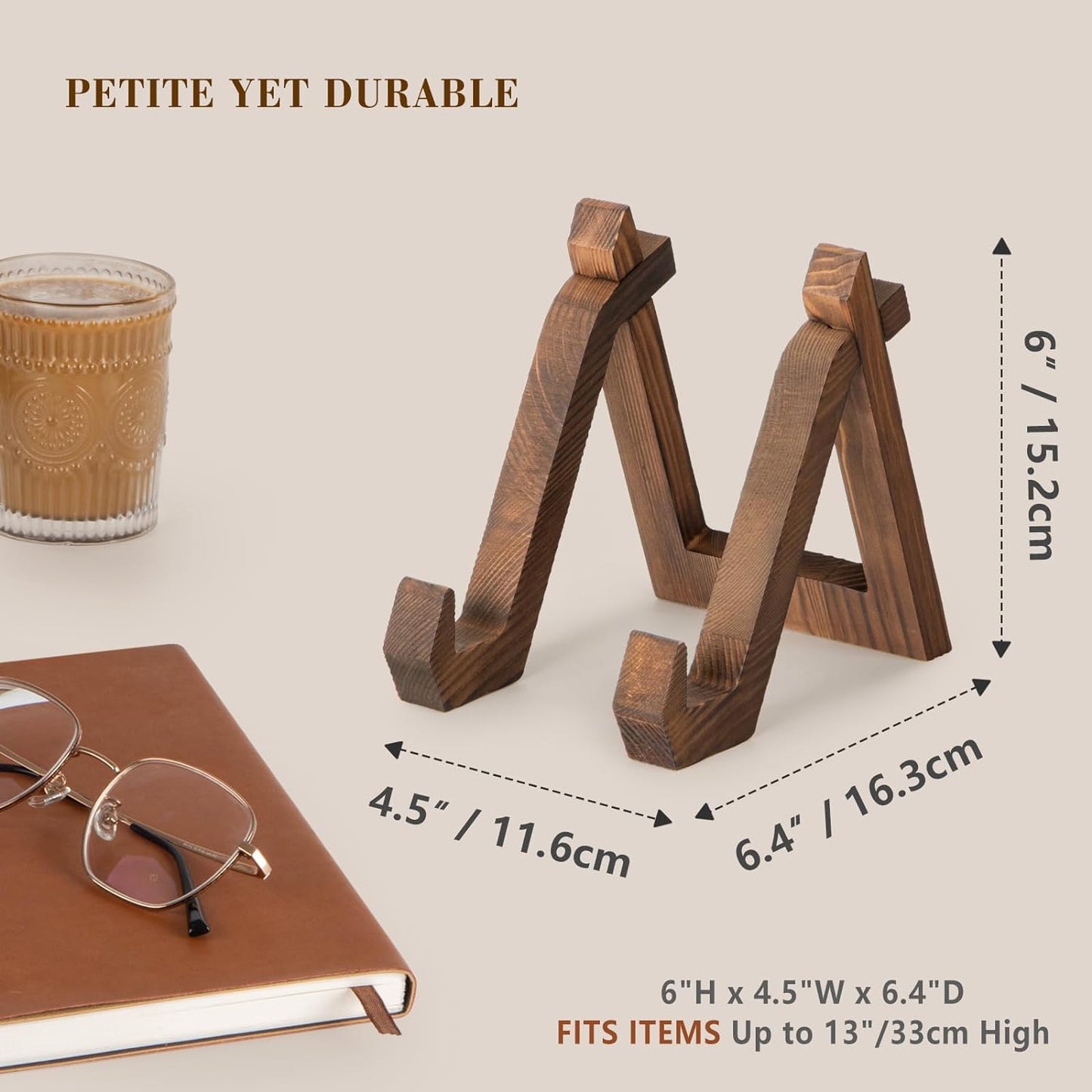 Plate Display Stand, 6 Inch Plate Holder for Displaying, Decorative Picture Frame Dish Photo Plaque Platter Wood Stand