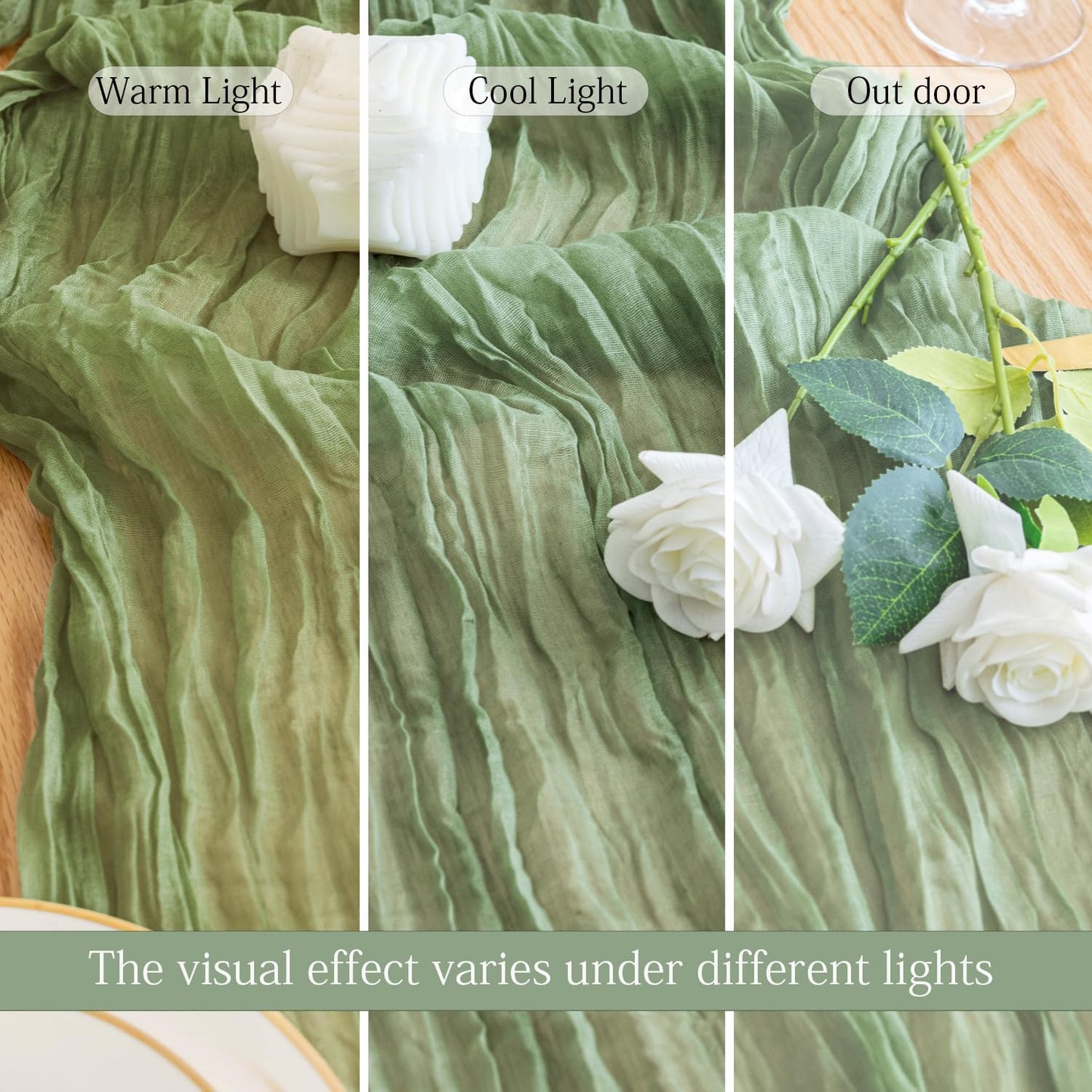 6 Pack Sage Green Cheesecloth Table Runner 23x120 inch Rustic Boho Gauze Table Runner 10 FT Long Sheer Cheese Cloth Fabric Table Runners for Romantic Wedding Bridal Shower Birthday Party Decor