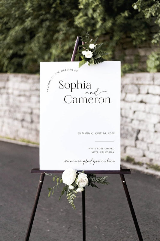 Generic Wedding Sign, 18x27 inches, Plastic, Modern Minimalist Style, Welcome To Wedding