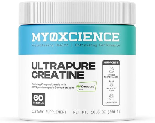 MYOXCIENCE UltraPure Creatine | Featuring Creapure | Supports Muscle Performance, Cognition and Lean Body Mass | 60 Servings