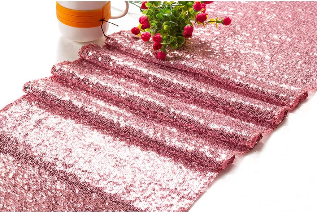 Eternal Beauty Fuchsia Pink Table Runner for Wedding, 5PCS-12x108 Sequin Table Runner Decorations for Birthday Parties, Banquets, Graduations,Christmas