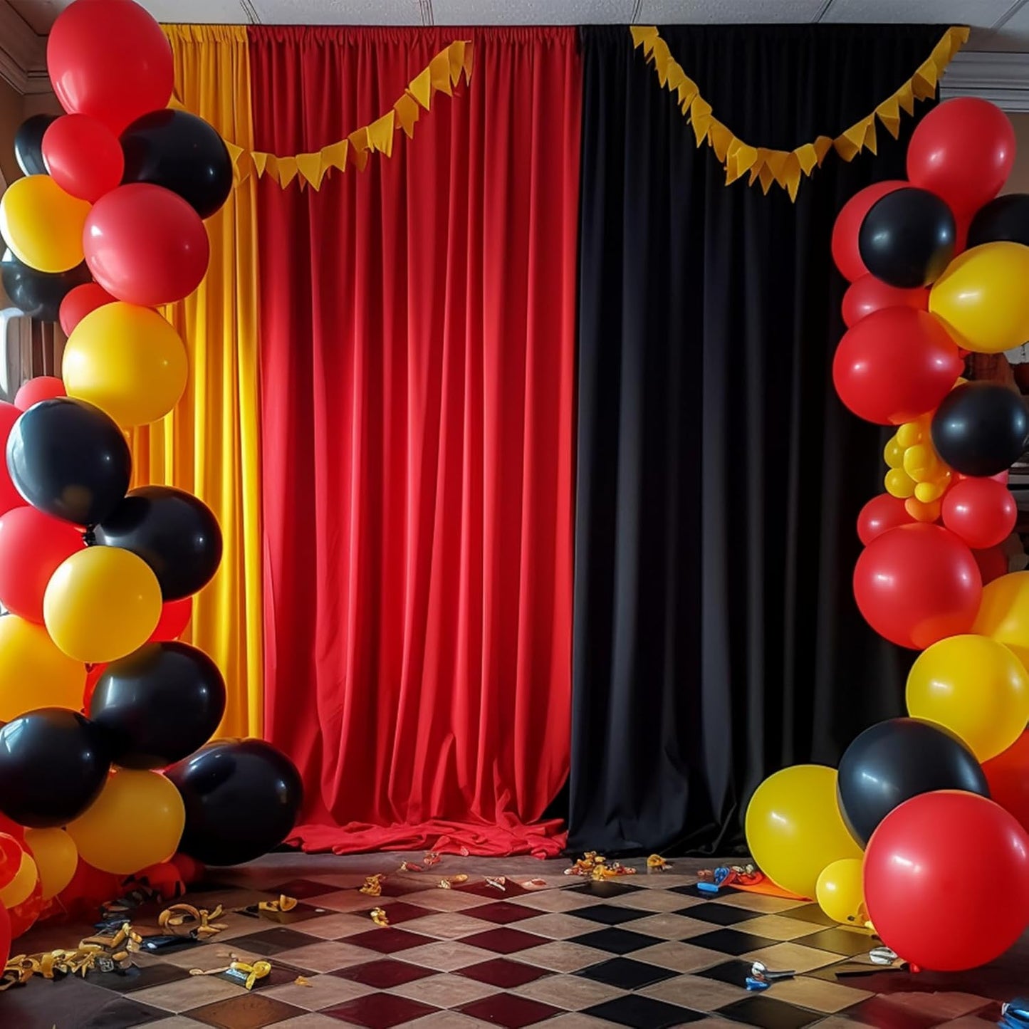 50×12ft Wrinkle Free Red Backdrop Curtain for Wedding Parties,10 Panels 5×12ft Long Soft Silky Polyester Backdrop Drapes Red Photo Back Drop Curtains for Photography Stage Christmas Background Cloth