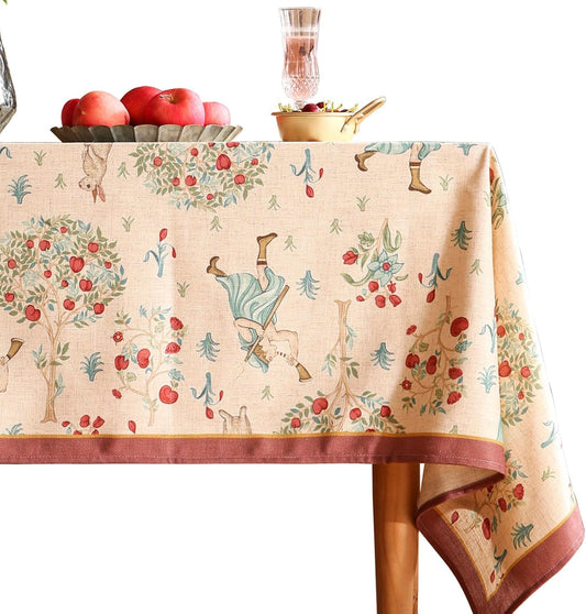 patdrea Designer Beige Rectangle Small Tablecloth,Vintage Italian Durable Linen Trees Pattern Table Cloth,Decor Table Cover Cloth for Kitchen Dining,Christmas,Thanksgiving,55"x71"-Tatiana a