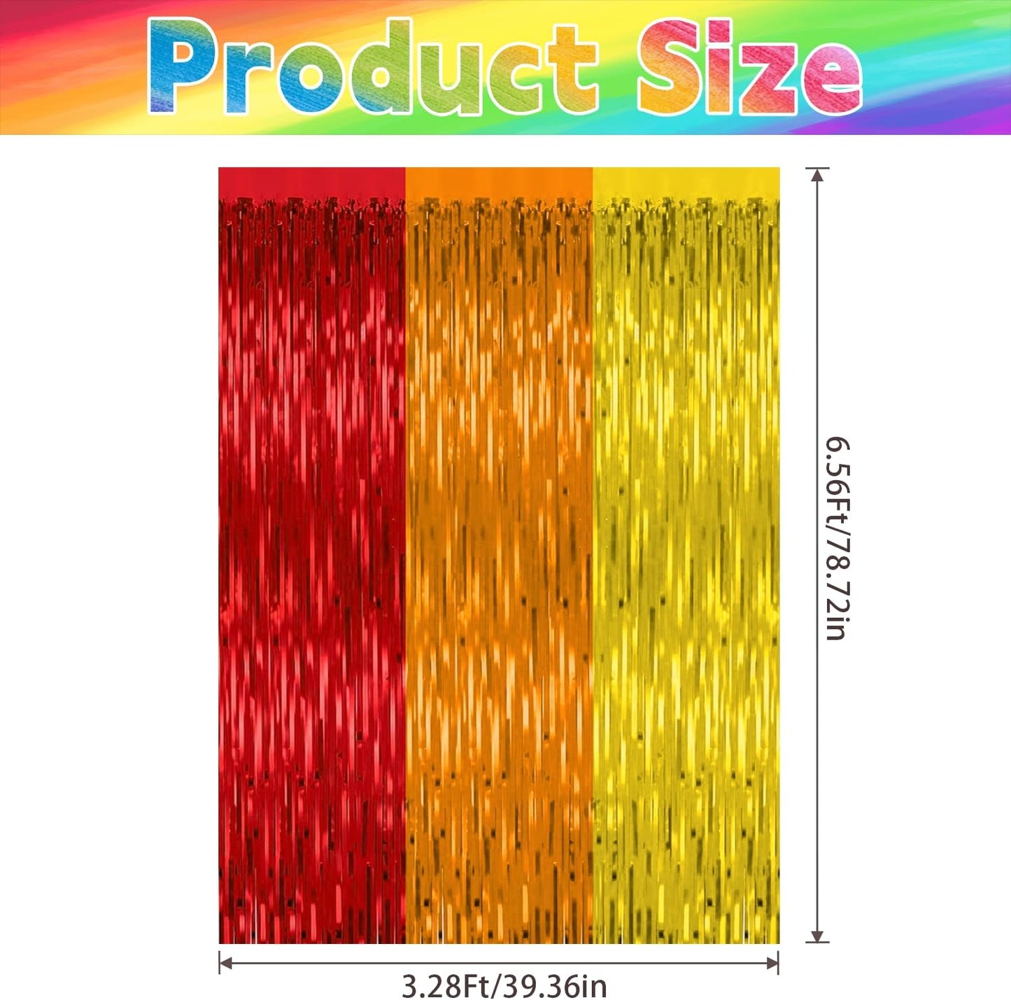 4 Pack Rainbow Backdrop Curtains,3.28 Ft x 6.56 Ft Rainbow Party Decorations,Metallic Tinsel Backdrop Fringe Curtains Party Streamer for Wedding Birthday Party