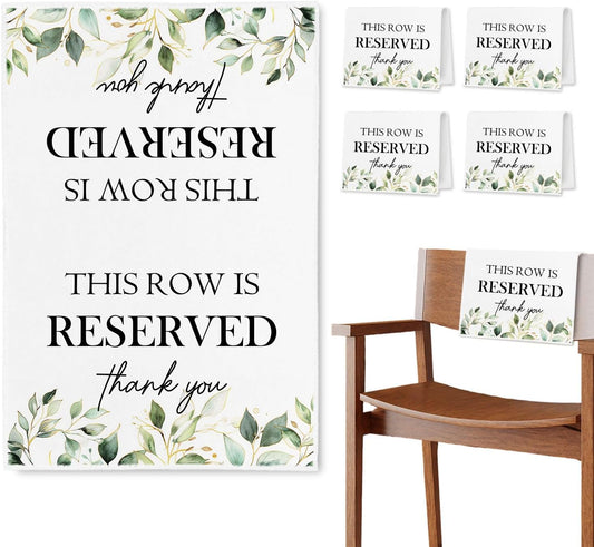 Reserved Seating Chair Signs, This Row Is Reserved Pew Cloths Seating Placeholder for Church Pews, Wedding Decorations for Reception Parties Celebrations Event Meetings (Green, 4 PCS)