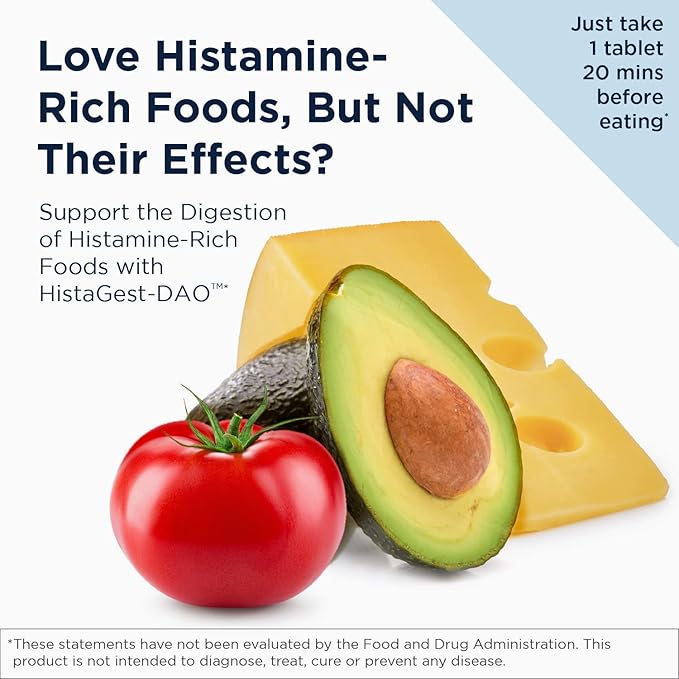 Designs for Health HistaGest-DAO - Diamine Oxidase DAO Enzyme to Support Digestion of Histamine-Containing Foods - 20,000 HDU DAO Diamine Oxidase Enzymes (60 Gastro-Resistant Tablets)