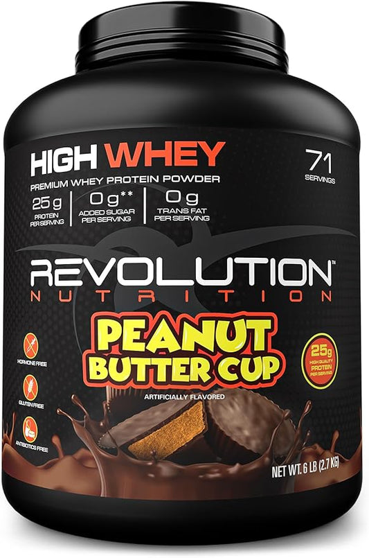 High Whey, Protein Powder 6LB, Whey Isolate, Gluten Free, Lean Muscle Mass for Men & Women, 25g of Protein Per Scoop, 2.7kg, 73 Servings (Peanut Butter Cup, 6 Pound)