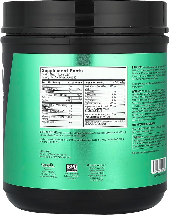 JYM Supplement Science Pre JYM Grape Candy Pre Workout Powder for Men & Women, BCAAs, Nootropics, Creatine HCI, Citrulline, Beta-Alanine, Betaine, Taurine, Huperzine, 30 Servings