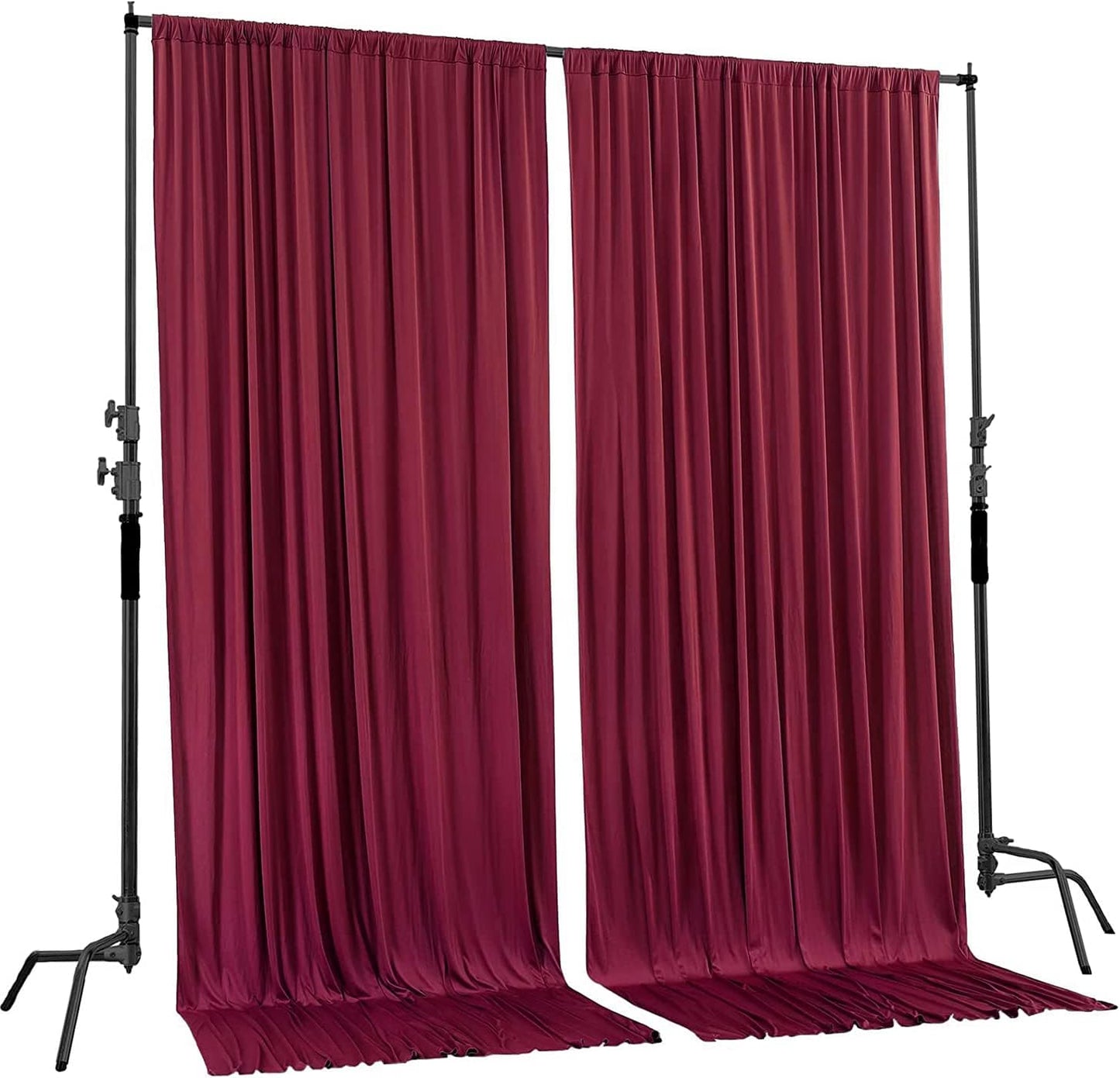 AK TRADING CO. 10 feet x 8 feet IFR Polyester Backdrop Drapes Curtains Panels with Rod Pockets - Wedding Ceremony Party Home Window Decorations - Burgundy